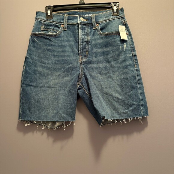 Denim Forum Pants - Old Navy Womens Extra High-Rise Sky Hi Straight Bermuda Shorts 7" Size 4
